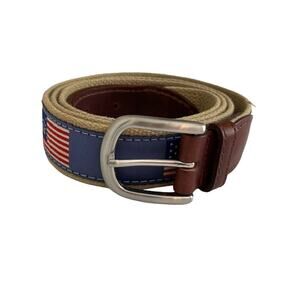 The Belted Cow Co men's historic past American flags belt.